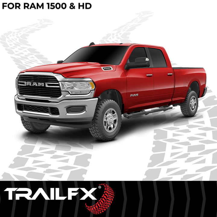 TrailFX A4 Series Black Hexagonal Aluminum Nerf Bar for Ram 1500, 2500, 3500 (Part No. AL4009B)