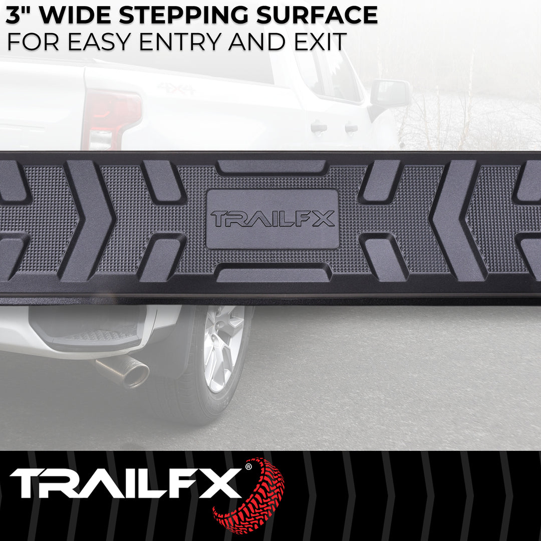 TrailFX A4 Series Nerf Bar for Toyota Tacoma 2012-2021, Black Powder Coated Aluminum with Surface Steps
