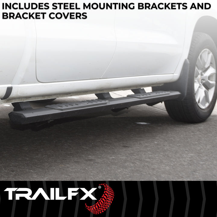 TrailFX A4 Series Nerf Bar for Toyota Tacoma 2012-2021, Black Powder Coated Aluminum with Surface Steps