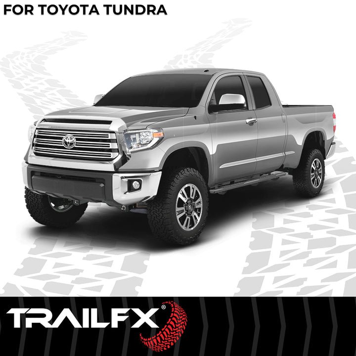 TrailFX A4 Series Black Powder Coated Nerf Bar for Toyota Tundra – Rocker Panel Mount, 4.5 Inch Hexagonal Aluminum Step with Rubber Pads