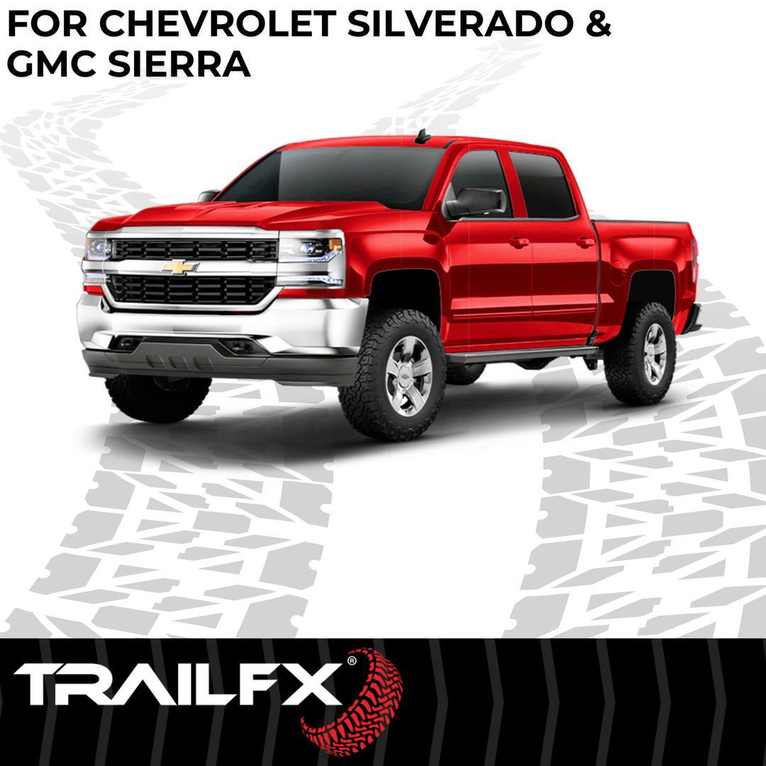 TrailFX AL6002B Weatherproof Aluminum Rocker Panel Mount Running Boards for Chevy Silverado and GMC Sierra