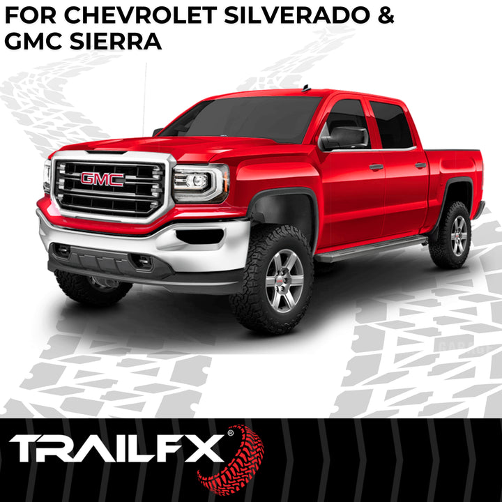 TrailFX AL6005B Matte Black Powder Coated Running Board for Silverado and Sierra 1500/2500/3500 HD (2019-2021)