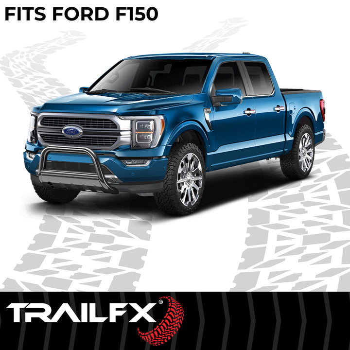 TrailFX Black Powder Coated 3-Inch Steel Bullbar with Skid Plate for Ford F-150 & Expedition
