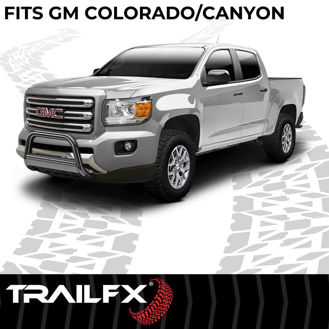 TrailFX 3 Inch Black Steel Bullbar with Skid Plate for Chevy Colorado and GMC Canyon