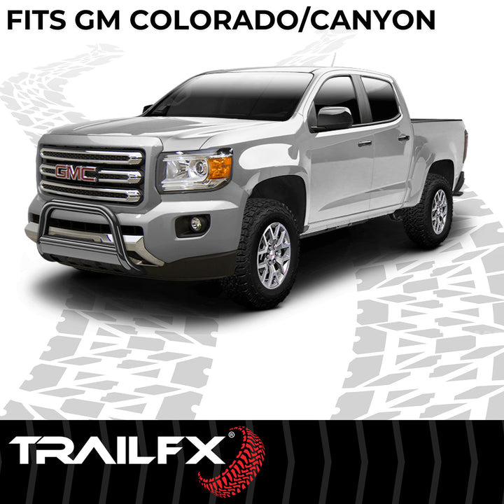 TrailFX 3 Inch Black Steel Bullbar with Skid Plate for Chevy Colorado and GMC Canyon
