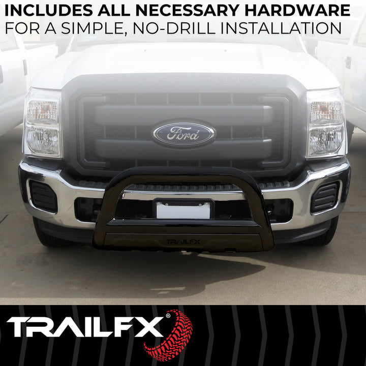 TrailFX Black Steel 3-Inch Bullbar with Skid Plate for Toyota Tacoma 2016-2023