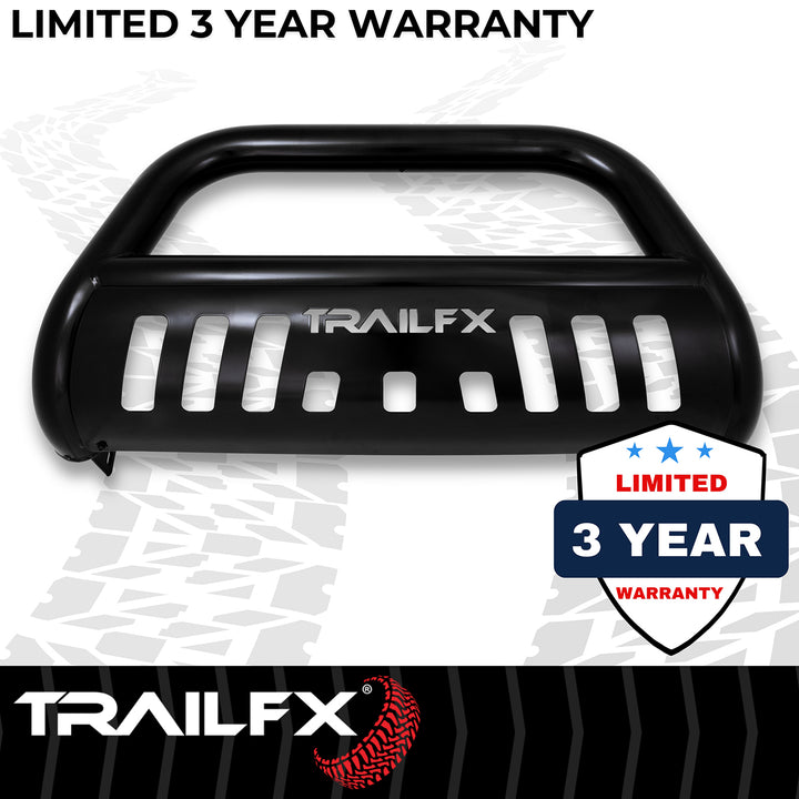 TrailFX Black Steel 3-Inch Bullbar with Skid Plate for Toyota Tacoma 2016-2023
