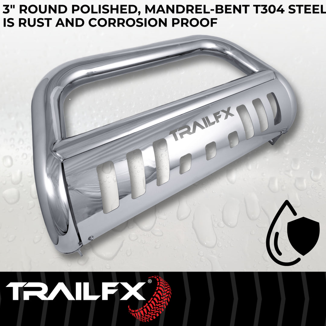 TrailFX Stainless Steel 3-Inch Bullbar with Skid Plate for Toyota Tacoma 2016-2023