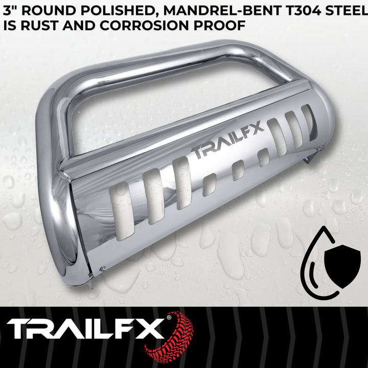 TrailFX Polished Stainless Steel 3 Inch Tubular Bull Bar for Toyota 4Runner (2012-2021)