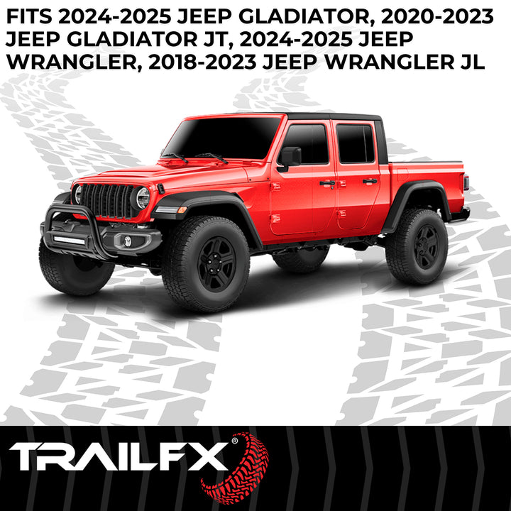 TrailFX B1613T Black Matte Powder Coated 3.5 Inch Tubular Bull Bar for Jeep Wrangler & Gladiator