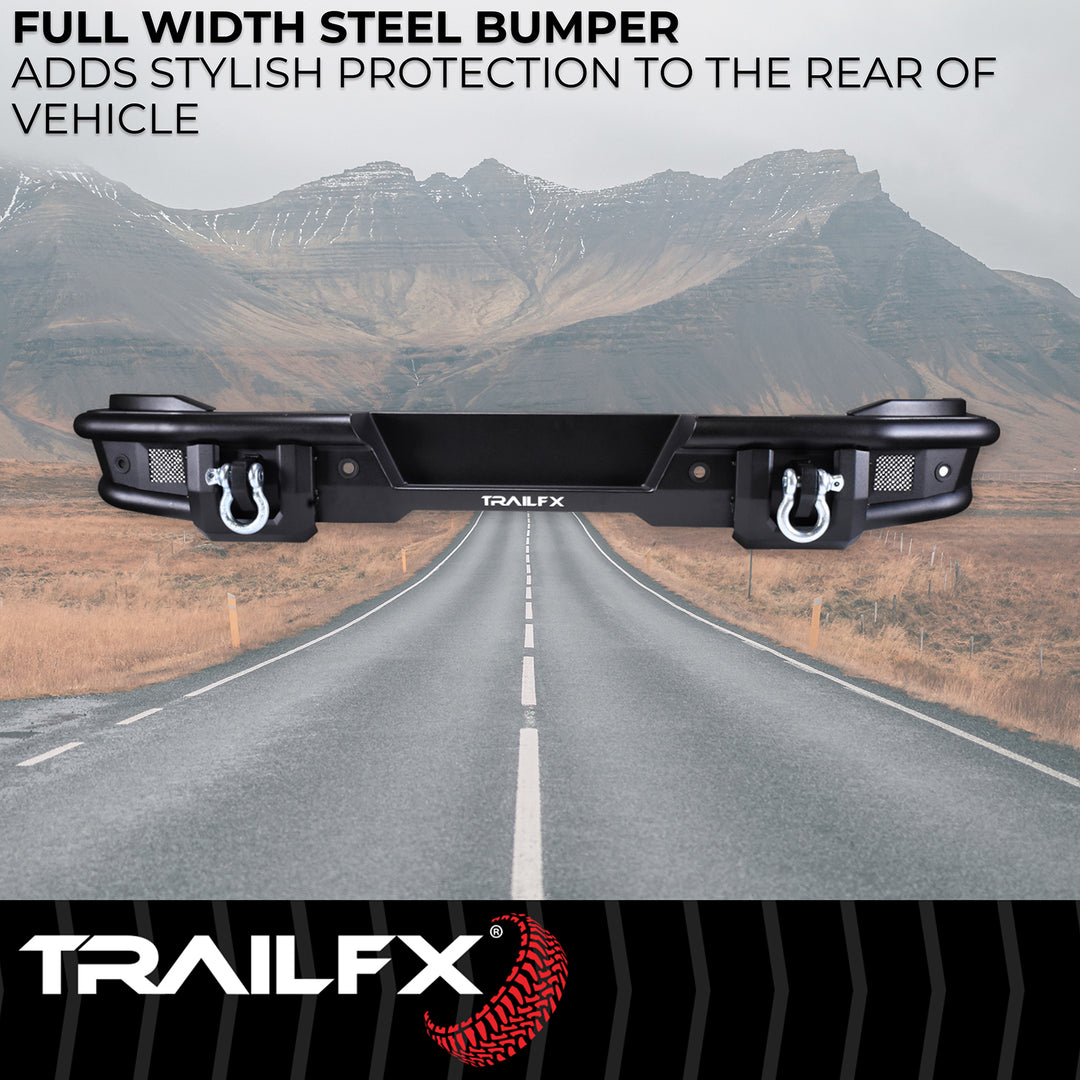 TrailFX One Piece Matte Black Steel Rear Bumper for Ford Bronco BR004T