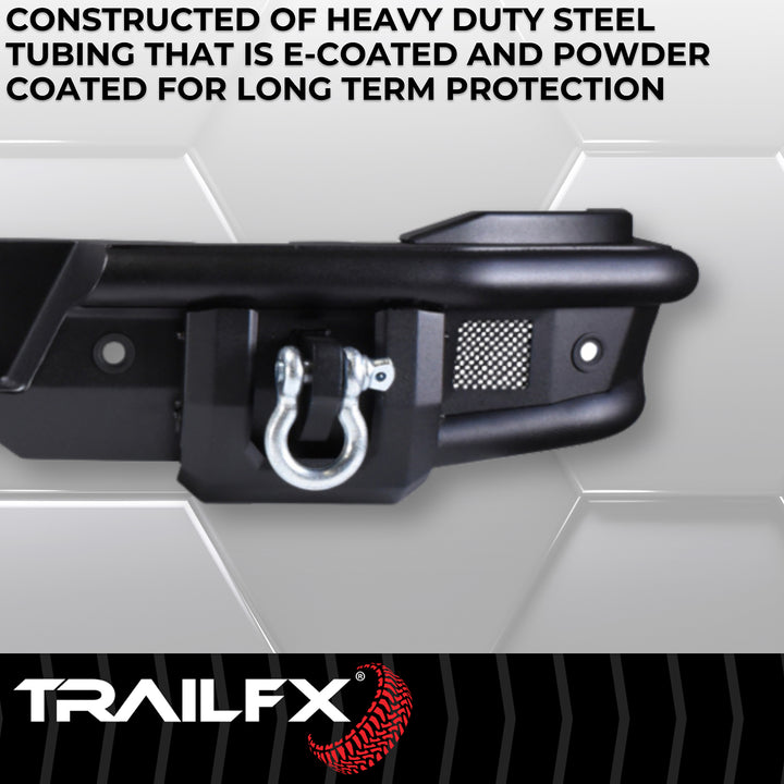 TrailFX One Piece Matte Black Steel Rear Bumper for Ford Bronco BR004T