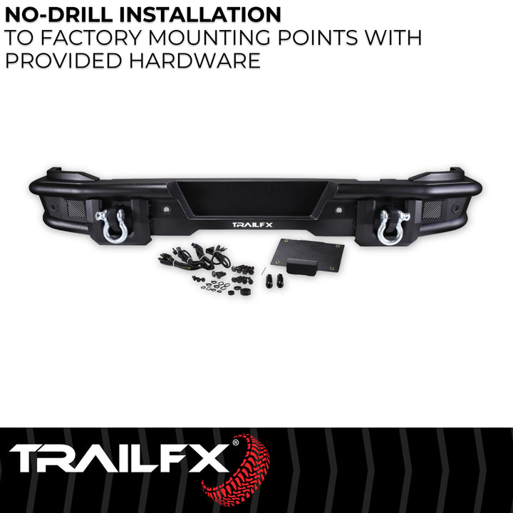 TrailFX One Piece Matte Black Steel Rear Bumper for Ford Bronco BR004T