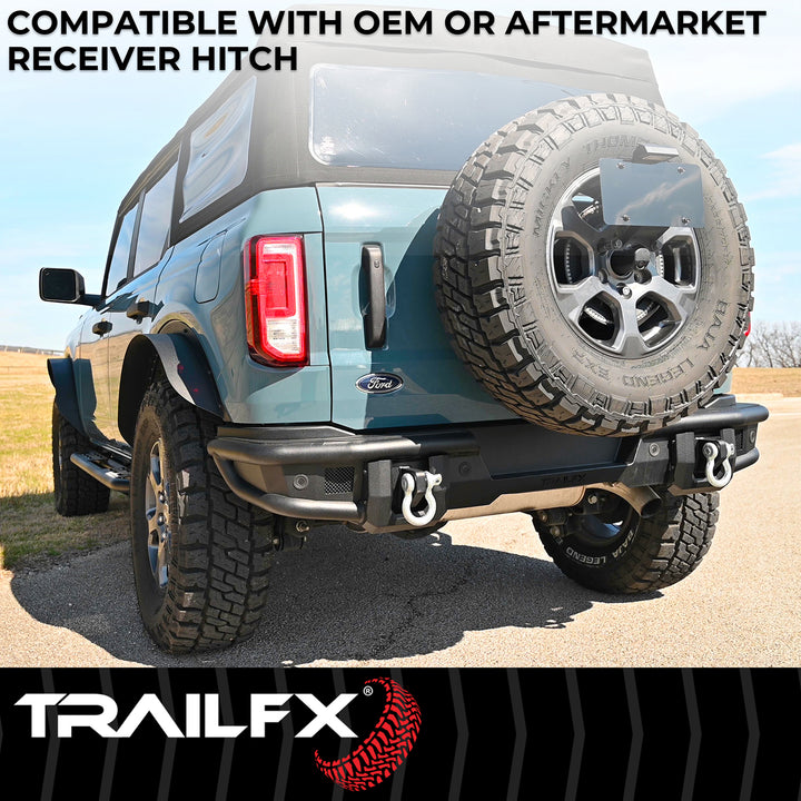 TrailFX One Piece Matte Black Steel Rear Bumper for Ford Bronco BR004T