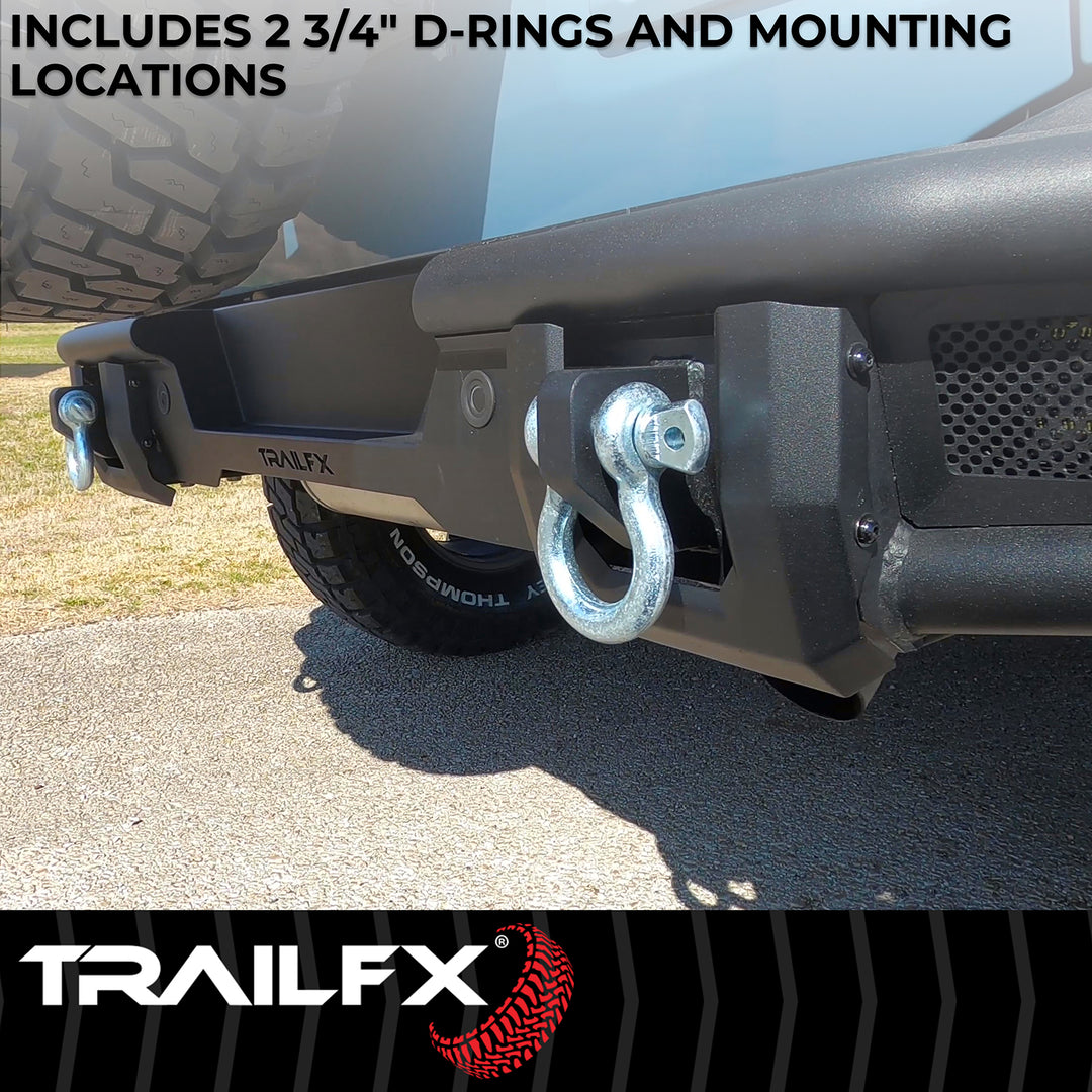 TrailFX One Piece Matte Black Steel Rear Bumper for Ford Bronco BR004T
