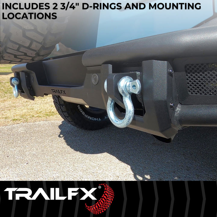 TrailFX One Piece Matte Black Steel Rear Bumper for Ford Bronco BR004T