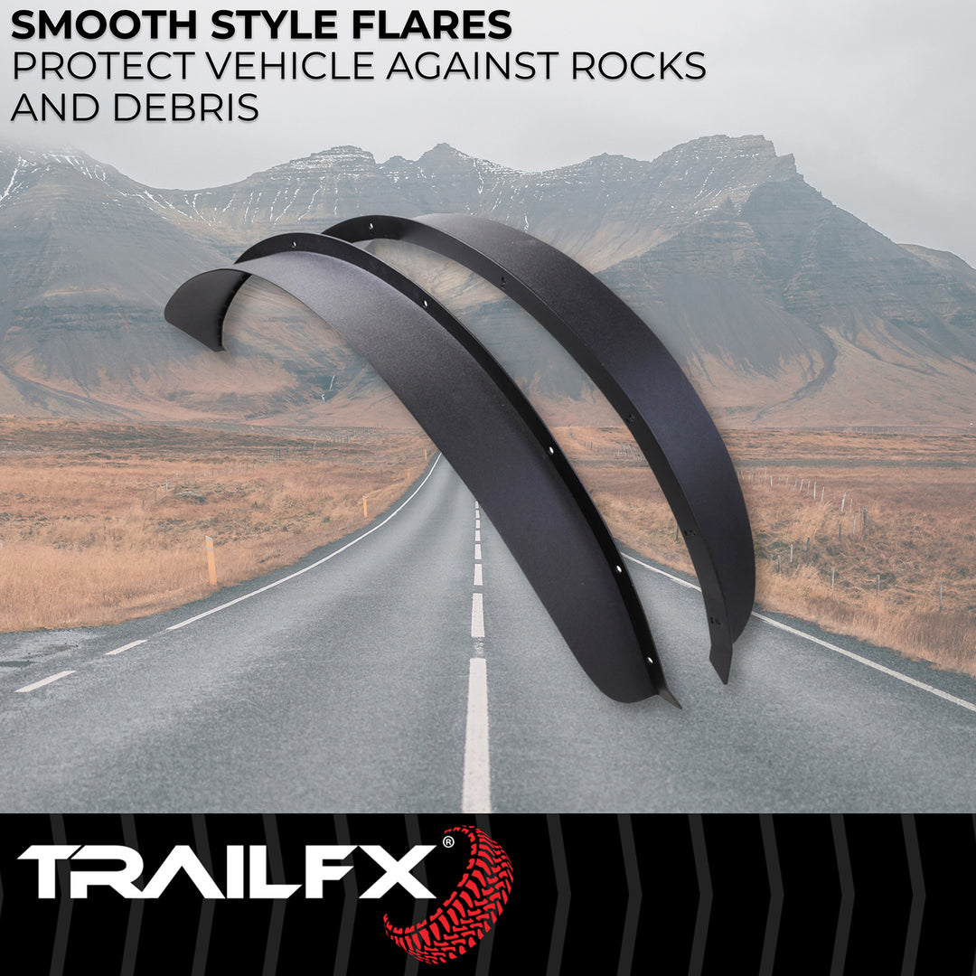 TrailFX Steel Flat Fender Flares for Ford Bronco – Matte Black, Set of 2, Part BR006T
