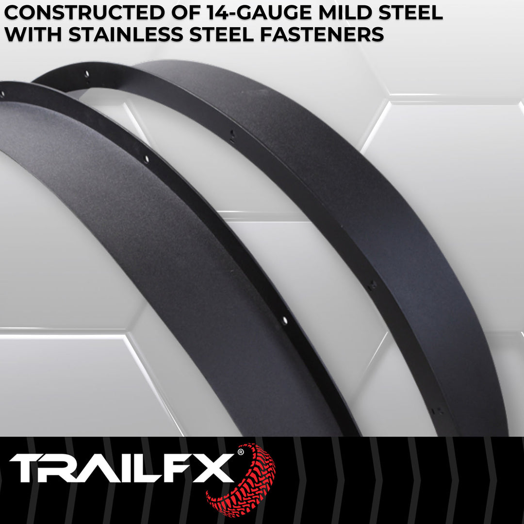 TrailFX Steel Flat Fender Flares for Ford Bronco – Matte Black, Set of 2, Part BR006T