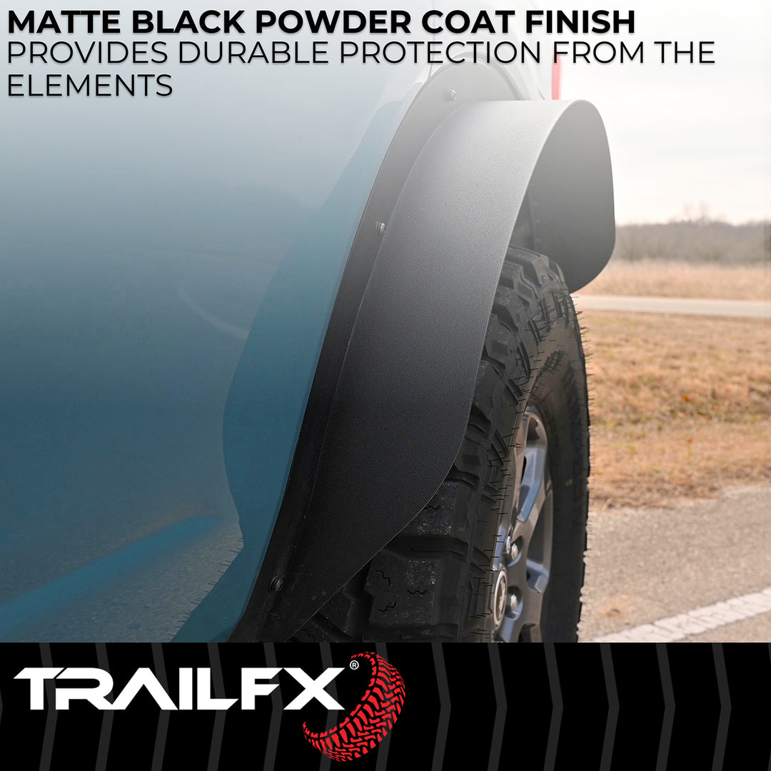TrailFX Steel Flat Fender Flares for Ford Bronco – Matte Black, Set of 2, Part BR006T