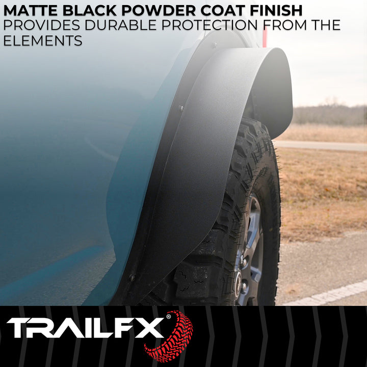 TrailFX Steel Flat Fender Flares for Ford Bronco – Matte Black, Set of 2, Part BR006T
