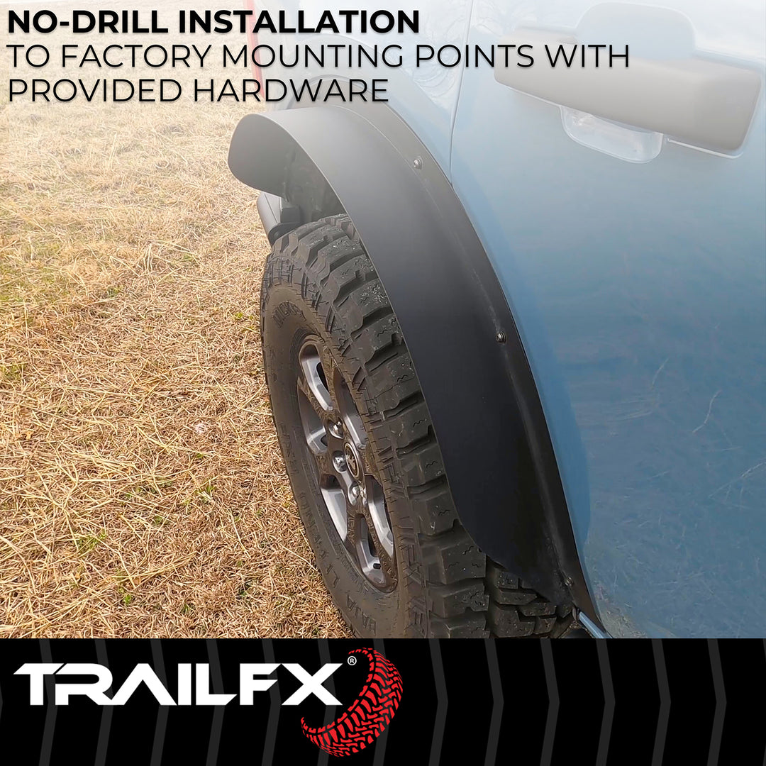 TrailFX Steel Flat Fender Flares for Ford Bronco – Matte Black, Set of 2, Part BR006T