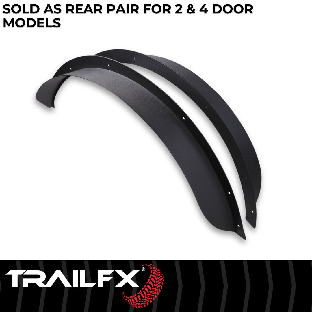 TrailFX Steel Flat Fender Flares for Ford Bronco – Matte Black, Set of 2, Part BR006T
