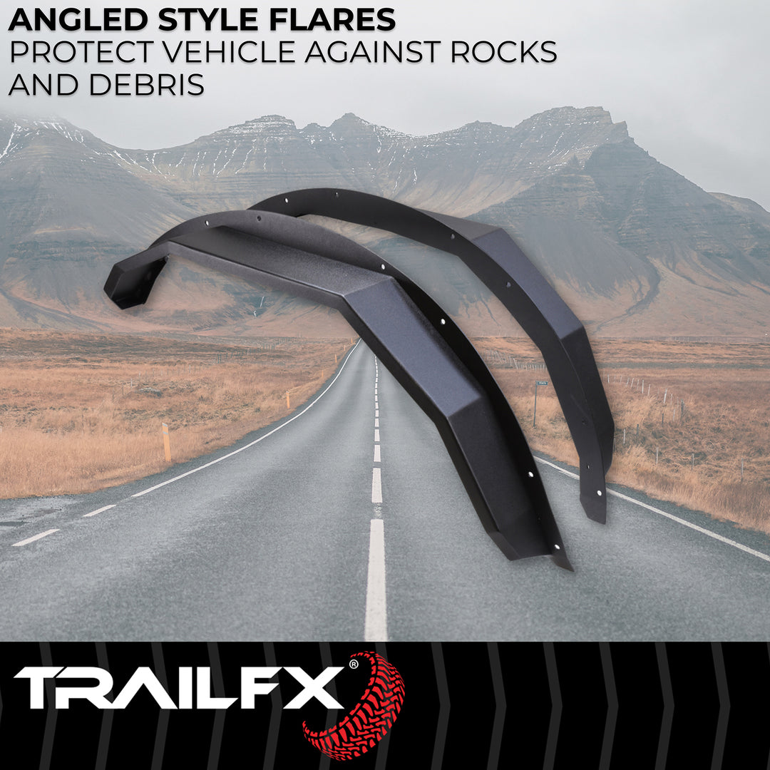 TrailFX Ford Bronco BR007T Angled Tube Steel Fender Flares – Matte Black, 1.5 Inch Height, 5 Inch Tire Coverage