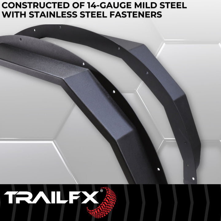 TrailFX Ford Bronco BR007T Angled Tube Steel Fender Flares – Matte Black, 1.5 Inch Height, 5 Inch Tire Coverage