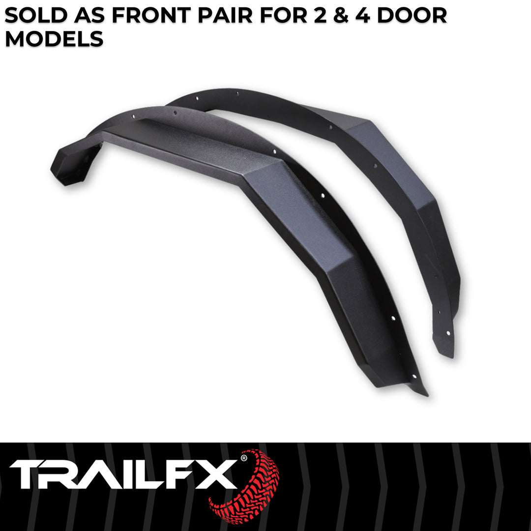 TrailFX Ford Bronco BR007T Angled Tube Steel Fender Flares – Matte Black, 1.5 Inch Height, 5 Inch Tire Coverage