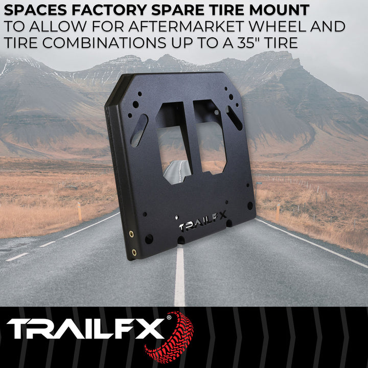 TrailFX BR009T Ford Bronco Spare Tire Carrier Spacer for 35-Inch Tires - Matte Black Steel