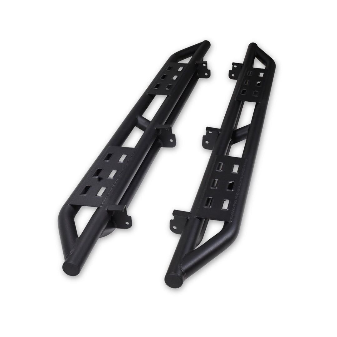 TrailFX BR012T Rocker Panel Guard for Ford Bronco - Matte Black Steel Bolt-On Side Step Protectors