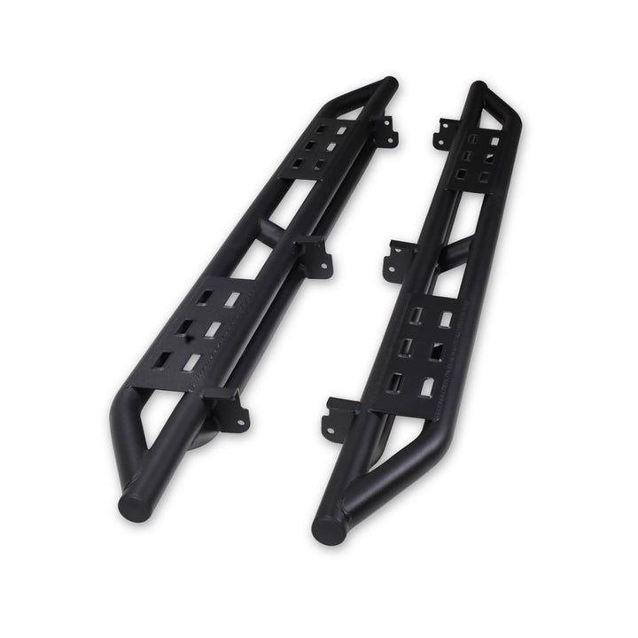 TrailFX BR012T Rocker Panel Guard for Ford Bronco - Matte Black Steel Bolt-On Side Step Protectors