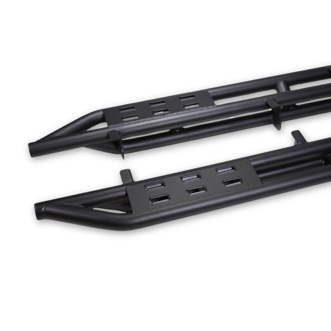 TrailFX BR012T Rocker Panel Guard for Ford Bronco - Matte Black Steel Bolt-On Side Step Protectors
