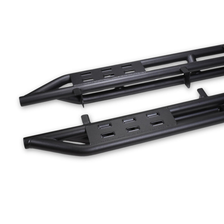 TrailFX BR012T Rocker Panel Guard for Ford Bronco - Matte Black Steel Bolt-On Side Step Protectors