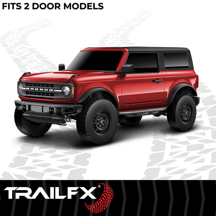 TrailFX BR012T Rocker Panel Guard for Ford Bronco - Matte Black Steel Bolt-On Side Step Protectors