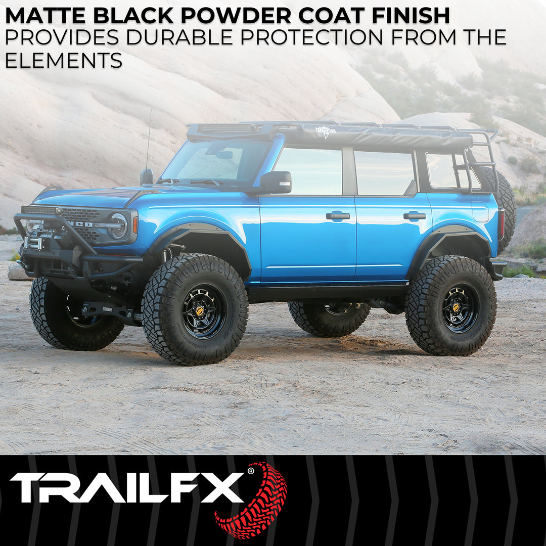 TrailFX Angled Tube Fender Flares for Ford Bronco – Matte Black Steel Set of 2