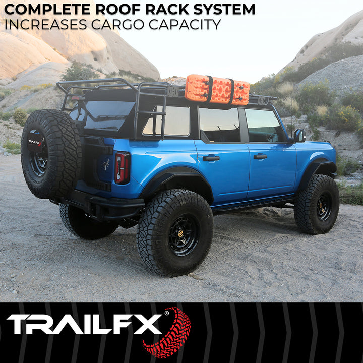 TrailFX BR015T Roof Rack for Ford Bronco – 78-inch Black Steel Cargo Carrier with 300 lb Capacity