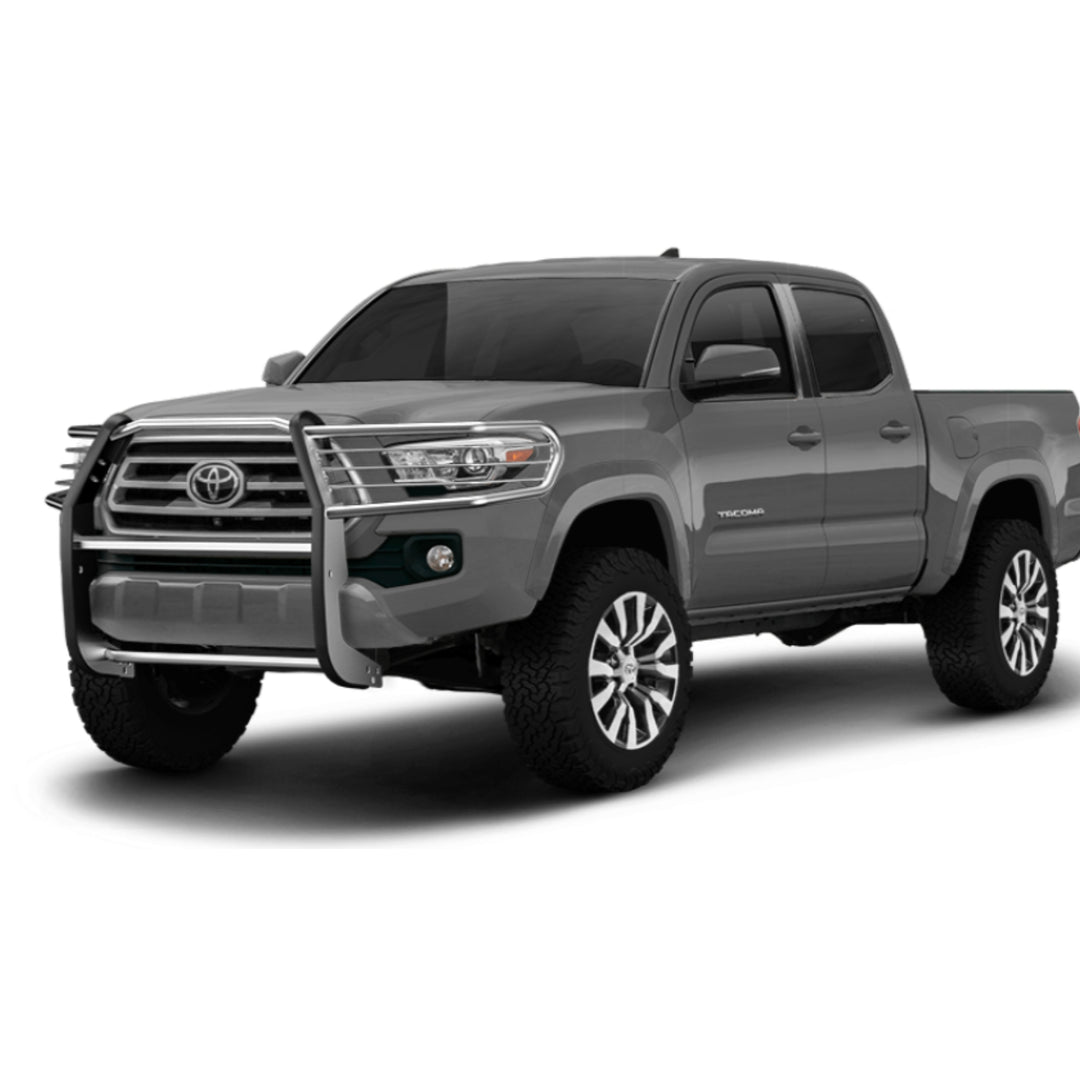 TrailFX E0029S Polished Steel Grille Guard with Brush Guard and Skid Plate for Toyota Tacoma