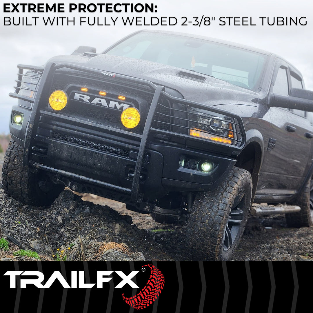 TrailFX Steel Grille Guard for Toyota Tacoma (2024-2025) with Light Mounts and Bolt-On Installation