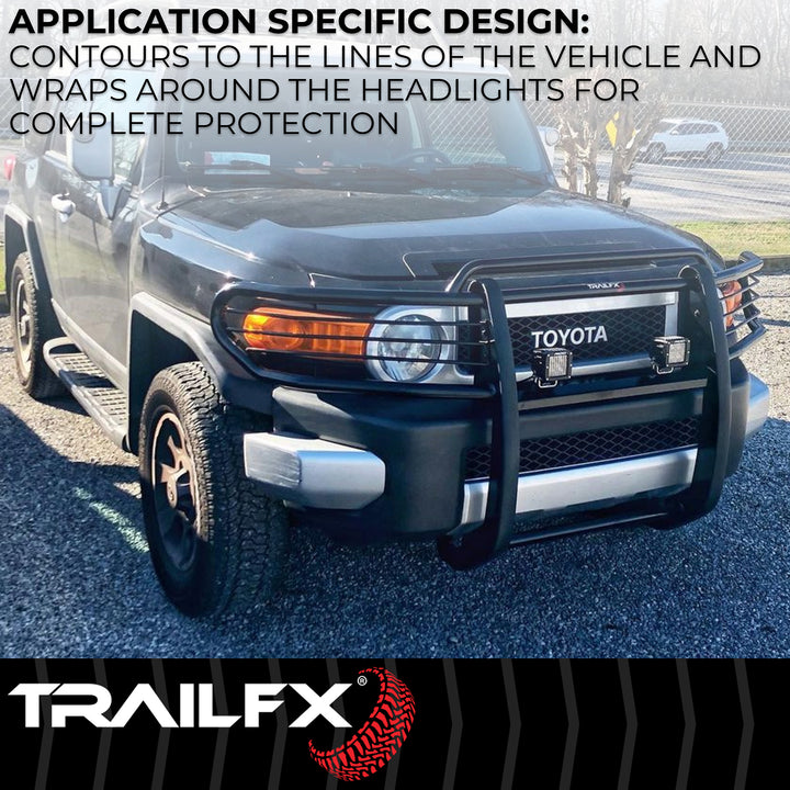 TrailFX Steel Grille Guard for Toyota Tacoma (2024-2025) with Light Mounts and Bolt-On Installation