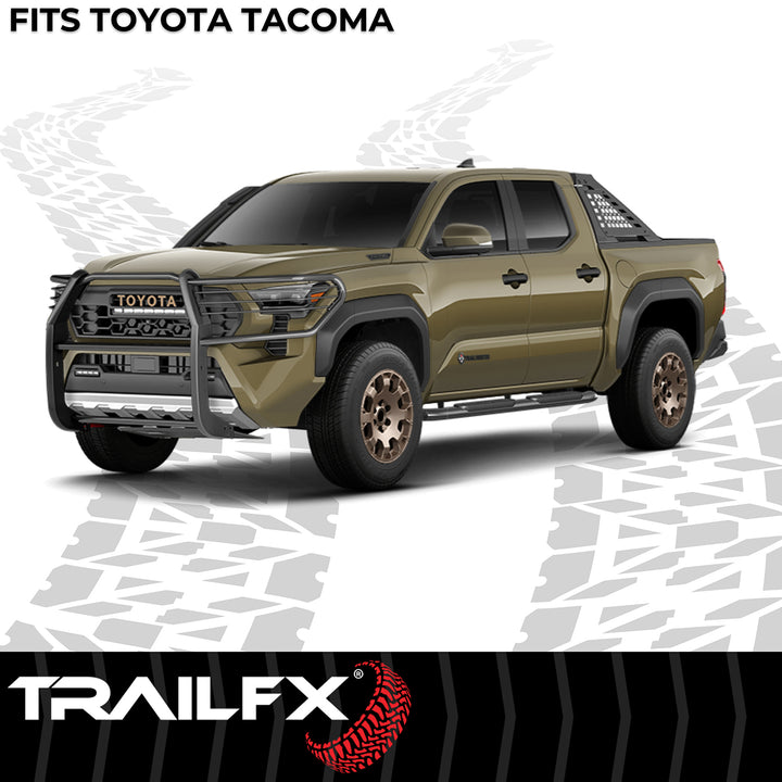 TrailFX Steel Grille Guard for Toyota Tacoma (2024-2025) with Light Mounts and Bolt-On Installation