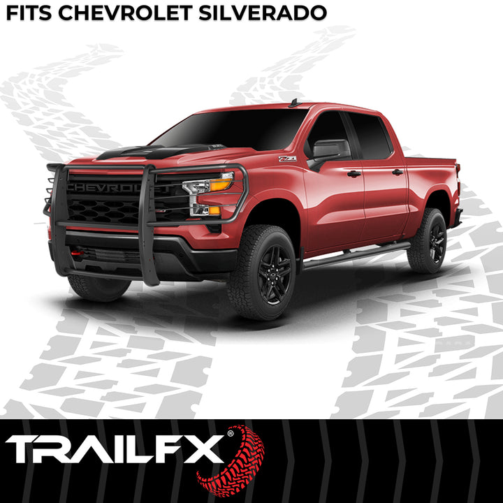 TrailFX E0047T Black Powder Coated Steel Grille Guard for Chevy Silverado 1500 (2022-2025)