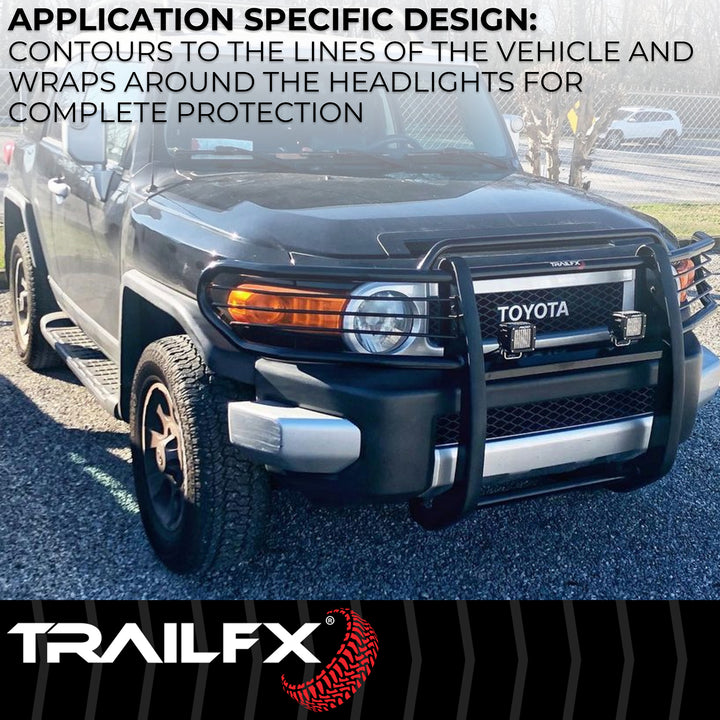 TrailFX E0049T Steel Grille Guard for Toyota Tundra – Black Powder Coated, 40 Inches Wide