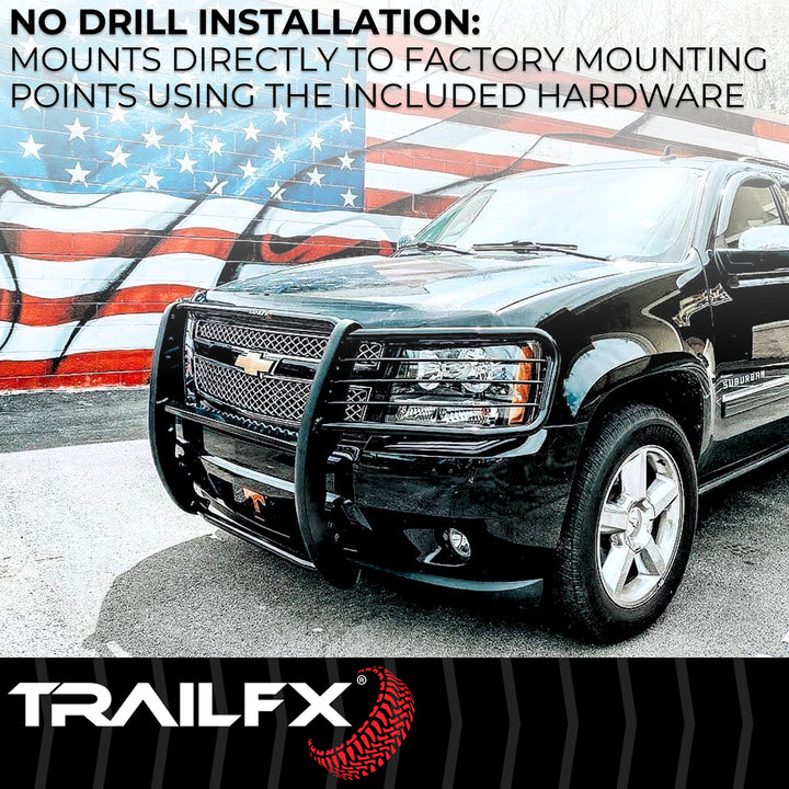 TrailFX E0049T Steel Grille Guard for Toyota Tundra – Black Powder Coated, 40 Inches Wide