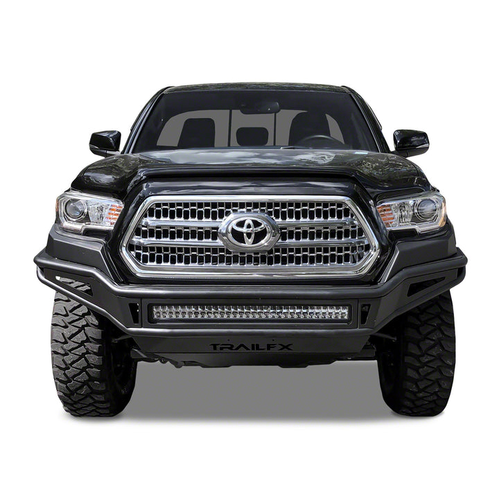 TrailFX FPRB001TI Steel Bumper for Toyota Tacoma (2016-2023) with Light Cutouts and Powder Coated Finish