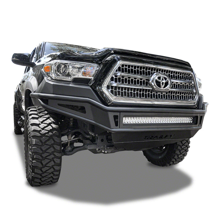 TrailFX FPRB001TI Steel Bumper for Toyota Tacoma (2016-2023) with Light Cutouts and Powder Coated Finish