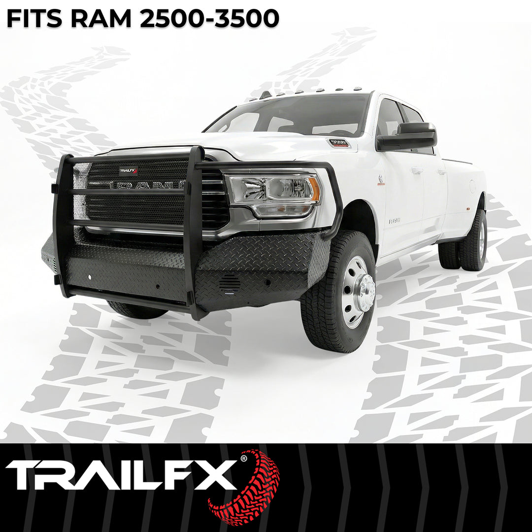 TrailFX FX3034A Full Replacement Bumper for Ram 2500 and 3500 — Heavy Duty Steel, Black Finish