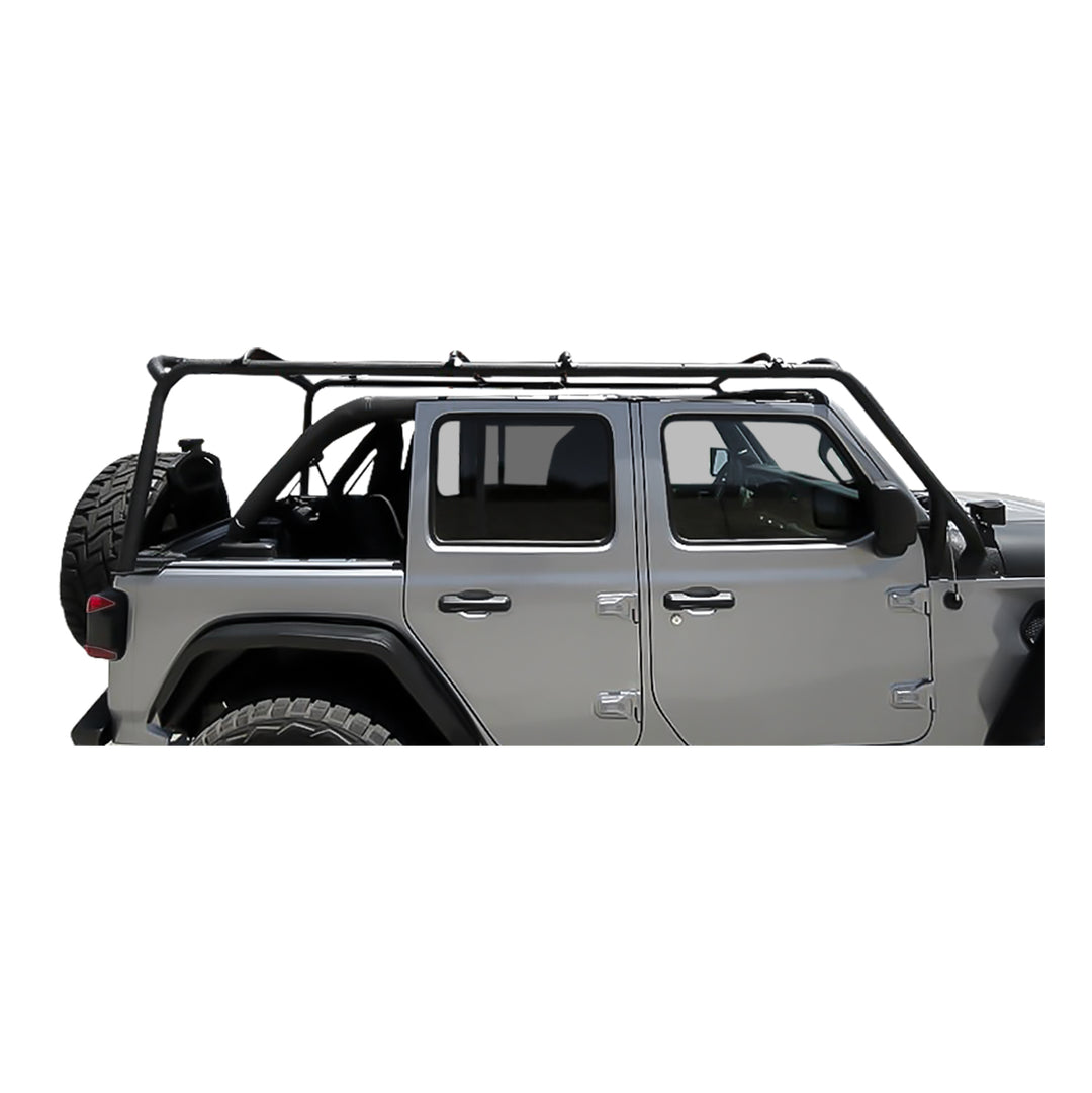 TrailFX JL012T Black Powder Coated Steel Roof Rack for Jeep Wrangler