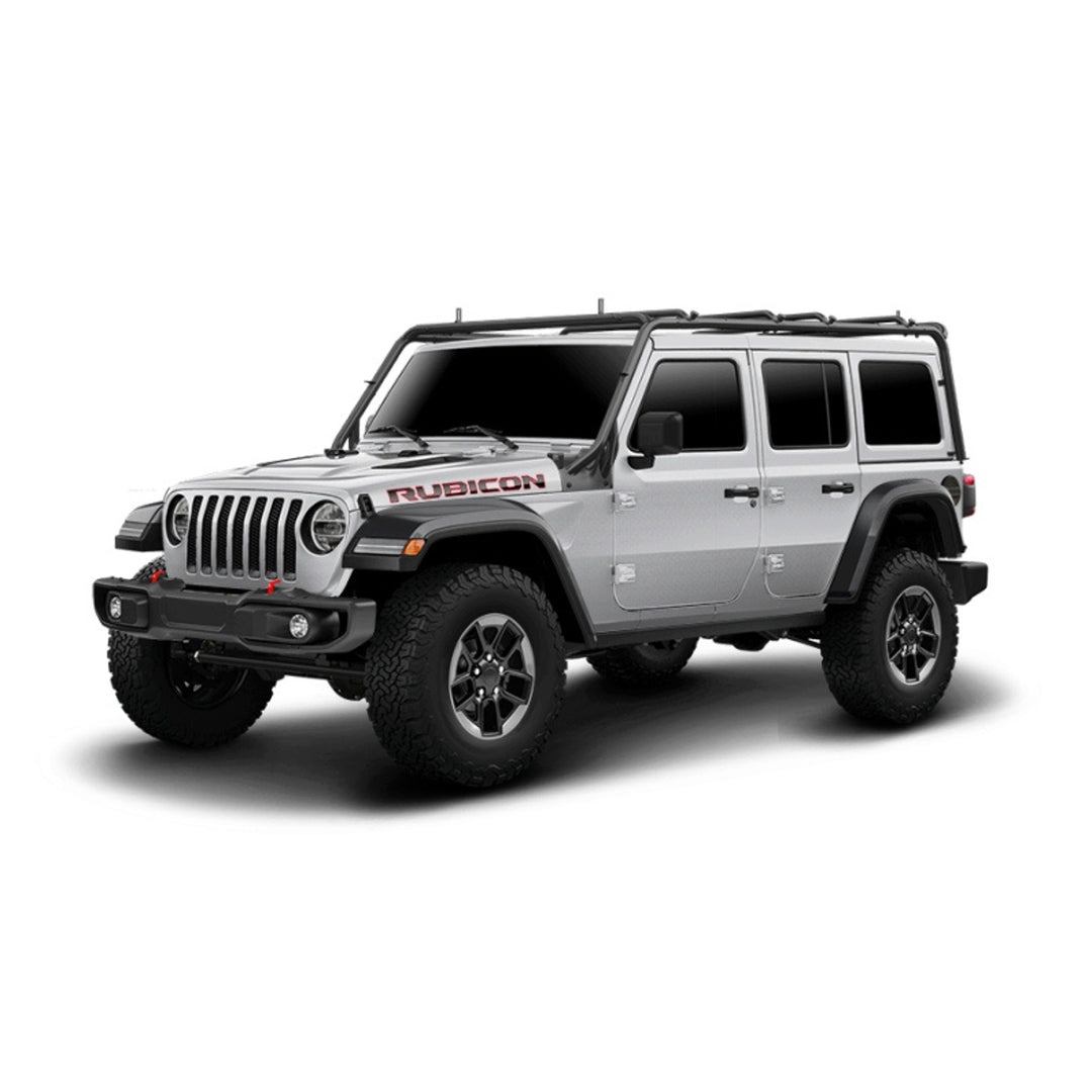TrailFX JL012T Black Powder Coated Steel Roof Rack for Jeep Wrangler