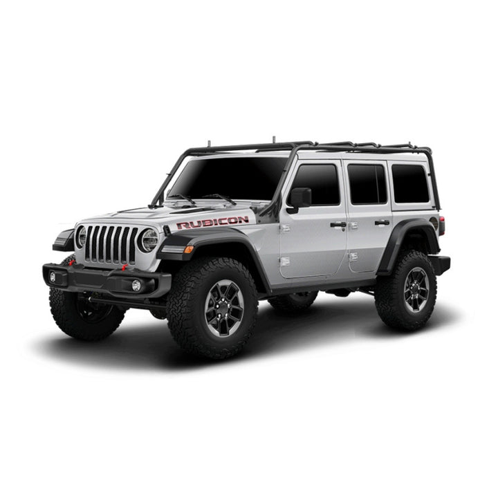 TrailFX JL012T Black Powder Coated Steel Roof Rack for Jeep Wrangler